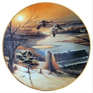 Vtg 98 Terry Redlin Delayed Departure Heartland Collections Plate COA Gold Trim